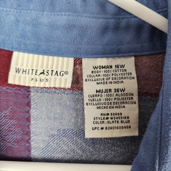 White Stag Leaf Patchwork Button Down Shirt Size 16W - Picture 3 of 8